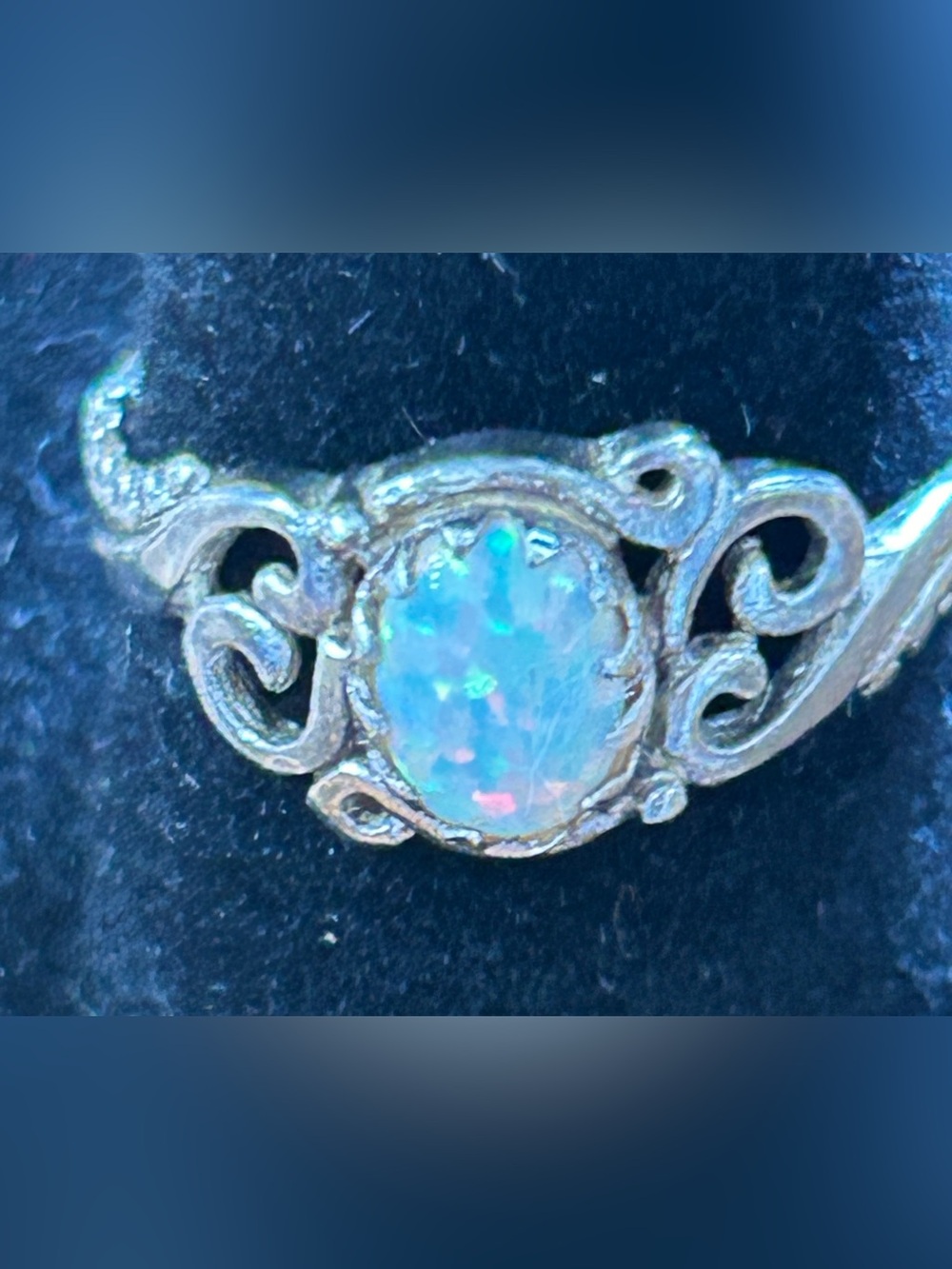 Vintage opal and sterling ring
